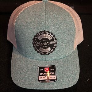 Richardson Trucker Hat with Wisconsin Craft Beer Patch - Aqua & White